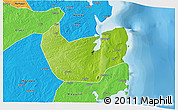Physical 3D Map of Nacala Velha, political outside
