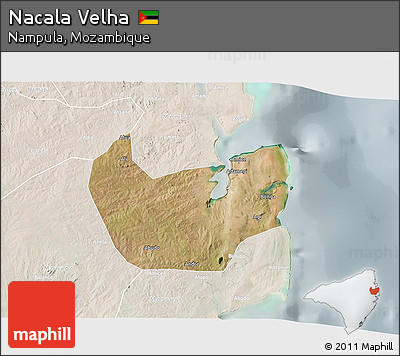 Satellite 3D Map of Nacala Velha, lighten