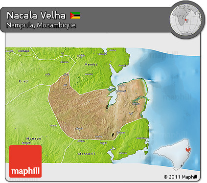 Satellite 3D Map of Nacala Velha, physical outside