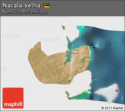 Satellite 3D Map of Nacala Velha, single color outside