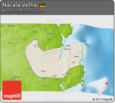 Shaded Relief 3D Map of Nacala Velha, physical outside