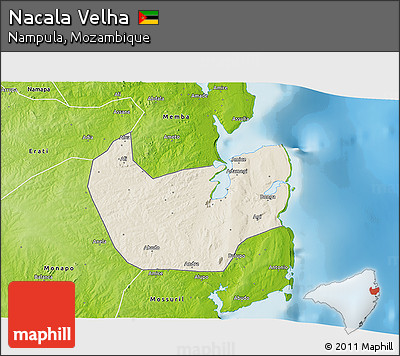 Shaded Relief 3D Map of Nacala Velha, physical outside