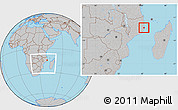 Gray Location Map of Nacala Velha, within the entire country