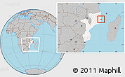 Gray Location Map of Nacala Velha, highlighted country, within the entire country