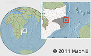 Savanna Style Location Map of Nacala Velha, highlighted country, highlighted parent region, hill shading