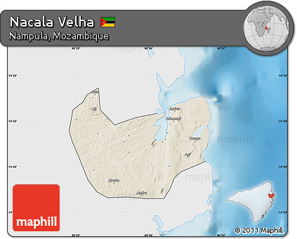 Shaded Relief Map of Nacala Velha, single color outside