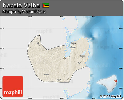 Shaded Relief Map of Nacala Velha, single color outside