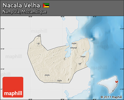 Shaded Relief Map of Nacala Velha, single color outside