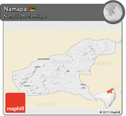 Classic Style 3D Map of Namapa, single color outside