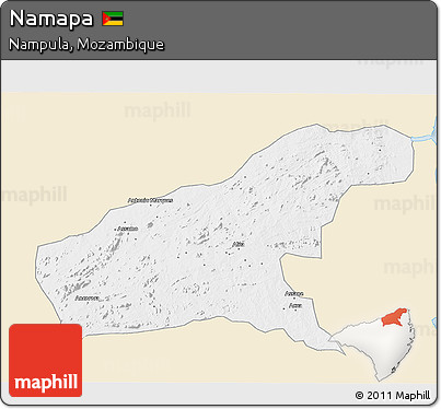 Classic Style 3D Map of Namapa, single color outside