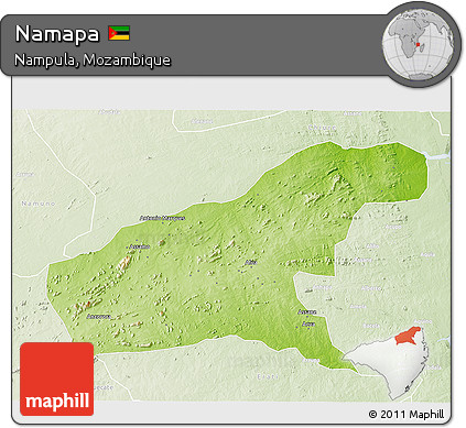 Physical 3D Map of Namapa, lighten