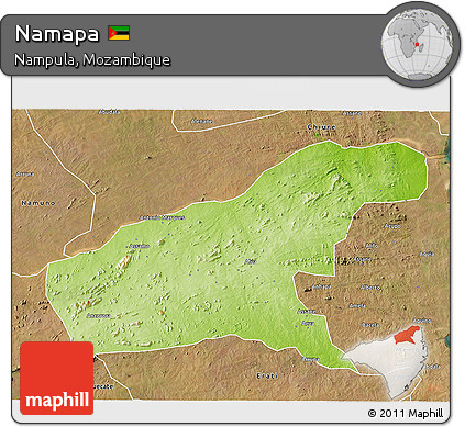 Physical 3D Map of Namapa, satellite outside