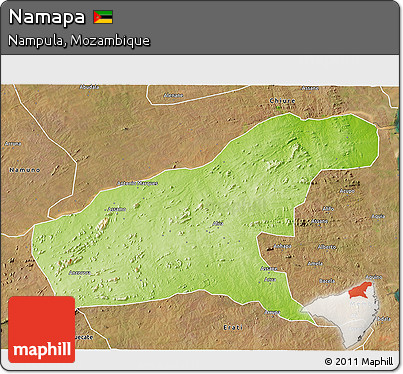 Physical 3D Map of Namapa, satellite outside
