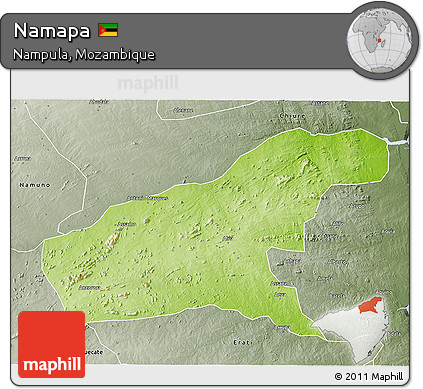 Physical 3D Map of Namapa, semi-desaturated