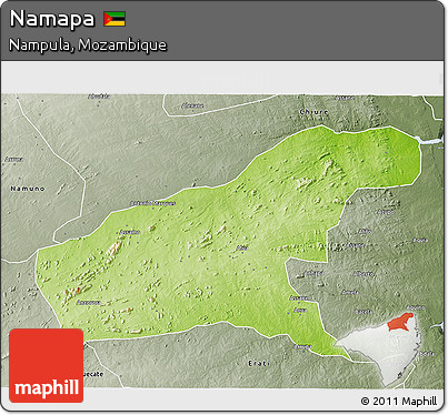 Physical 3D Map of Namapa, semi-desaturated