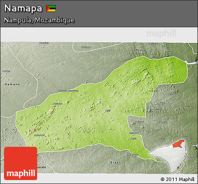 Physical 3D Map of Namapa, semi-desaturated