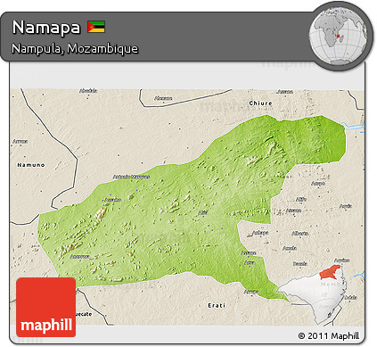 Physical 3D Map of Namapa, shaded relief outside