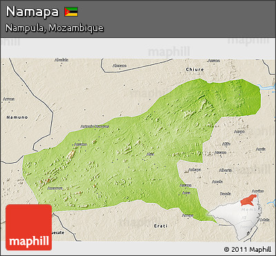 Physical 3D Map of Namapa, shaded relief outside