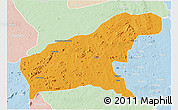 Political 3D Map of Namapa, lighten