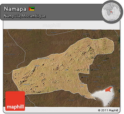 Satellite 3D Map of Namapa, darken