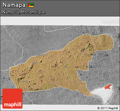 Satellite 3D Map of Namapa, desaturated