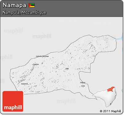Silver Style 3D Map of Namapa, single color outside