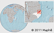Gray Location Map of Namapa, highlighted parent region, hill shading
