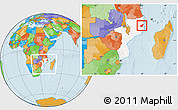 Political Location Map of Namapa, highlighted country, within the entire country