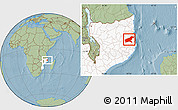 Savanna Style Location Map of Namapa, highlighted country, hill shading