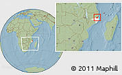 Savanna Style Location Map of Namapa, highlighted parent region, within the entire country, hill shading