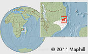 Savanna Style Location Map of Namapa, highlighted parent region, hill shading