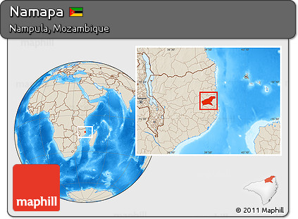 Shaded Relief Location Map of Namapa