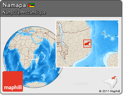 Shaded Relief Location Map of Namapa