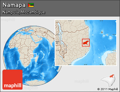 Shaded Relief Location Map of Namapa