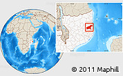 Shaded Relief Location Map of Namapa, highlighted country