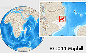 Shaded Relief Location Map of Namapa, highlighted parent region