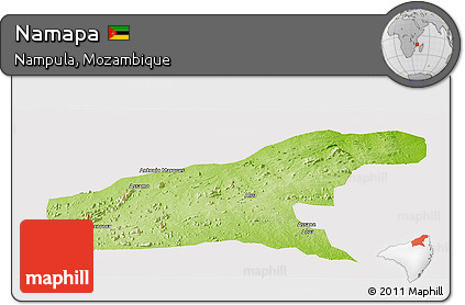 Physical Panoramic Map of Namapa, cropped outside