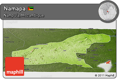 Physical Panoramic Map of Namapa, darken