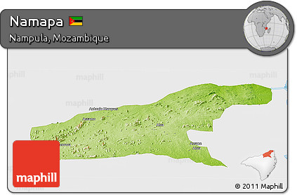 Physical Panoramic Map of Namapa, single color outside