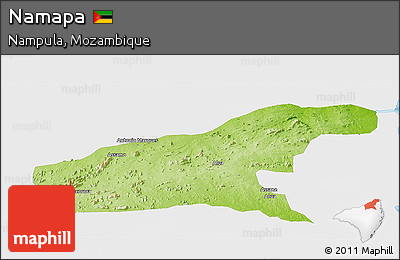 Physical Panoramic Map of Namapa, single color outside