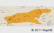 Political Panoramic Map of Namapa, shaded relief outside
