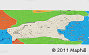 Shaded Relief Panoramic Map of Namapa, political outside