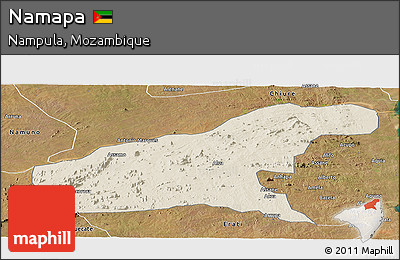 Shaded Relief Panoramic Map of Namapa, satellite outside