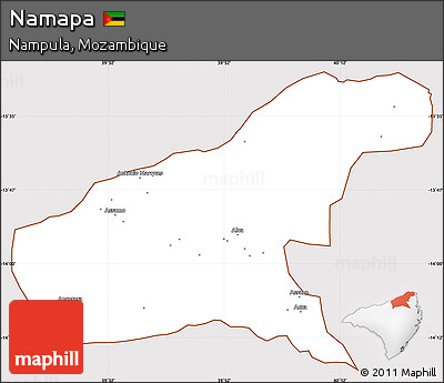 Classic Style Simple Map of Namapa, cropped outside