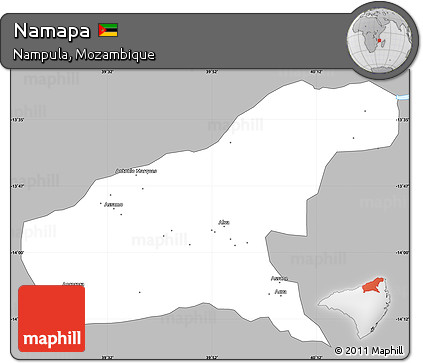 Gray Simple Map of Namapa, single color outside