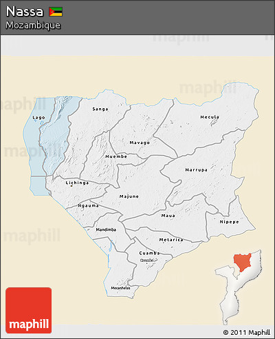 Classic Style 3D Map of Nassa, single color outside
