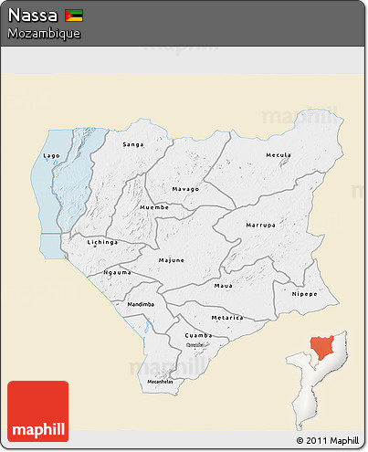 Classic Style 3D Map of Nassa, single color outside