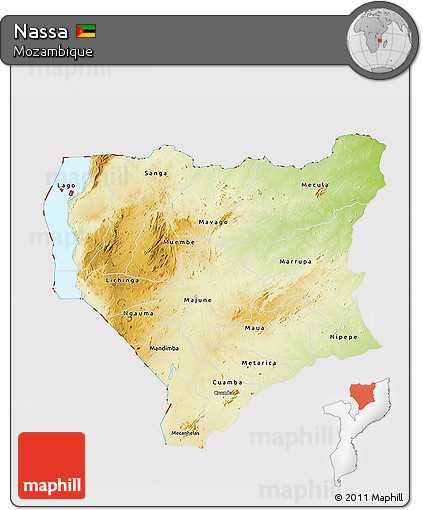 Physical 3D Map of Nassa, cropped outside