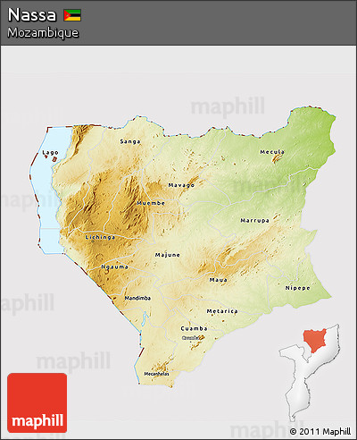 Physical 3D Map of Nassa, cropped outside