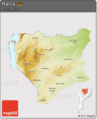 Physical 3D Map of Nassa, cropped outside